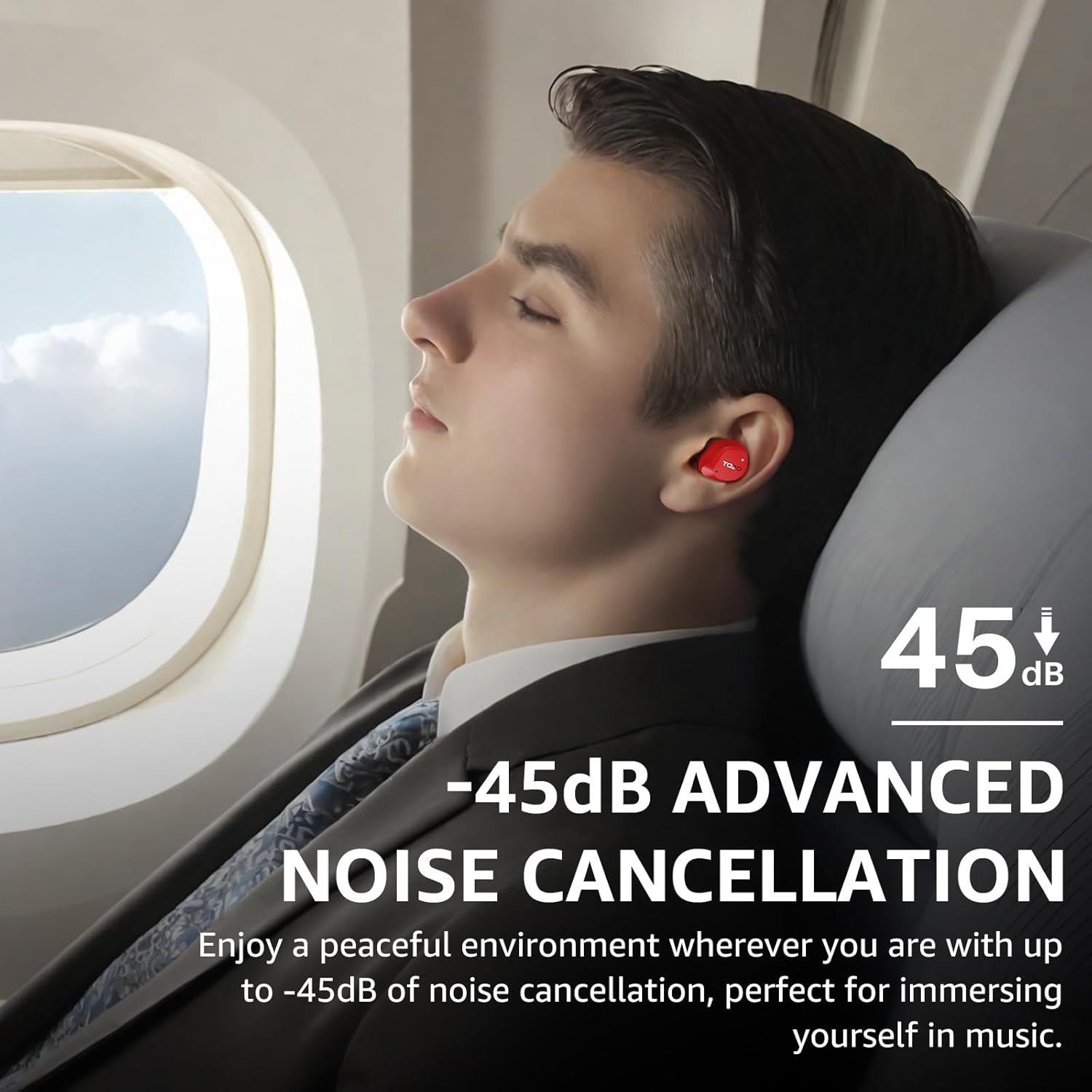 Hybrid Active Noise Cancelling Wireless Earbuds 59H Playtime IPX8 TOZO