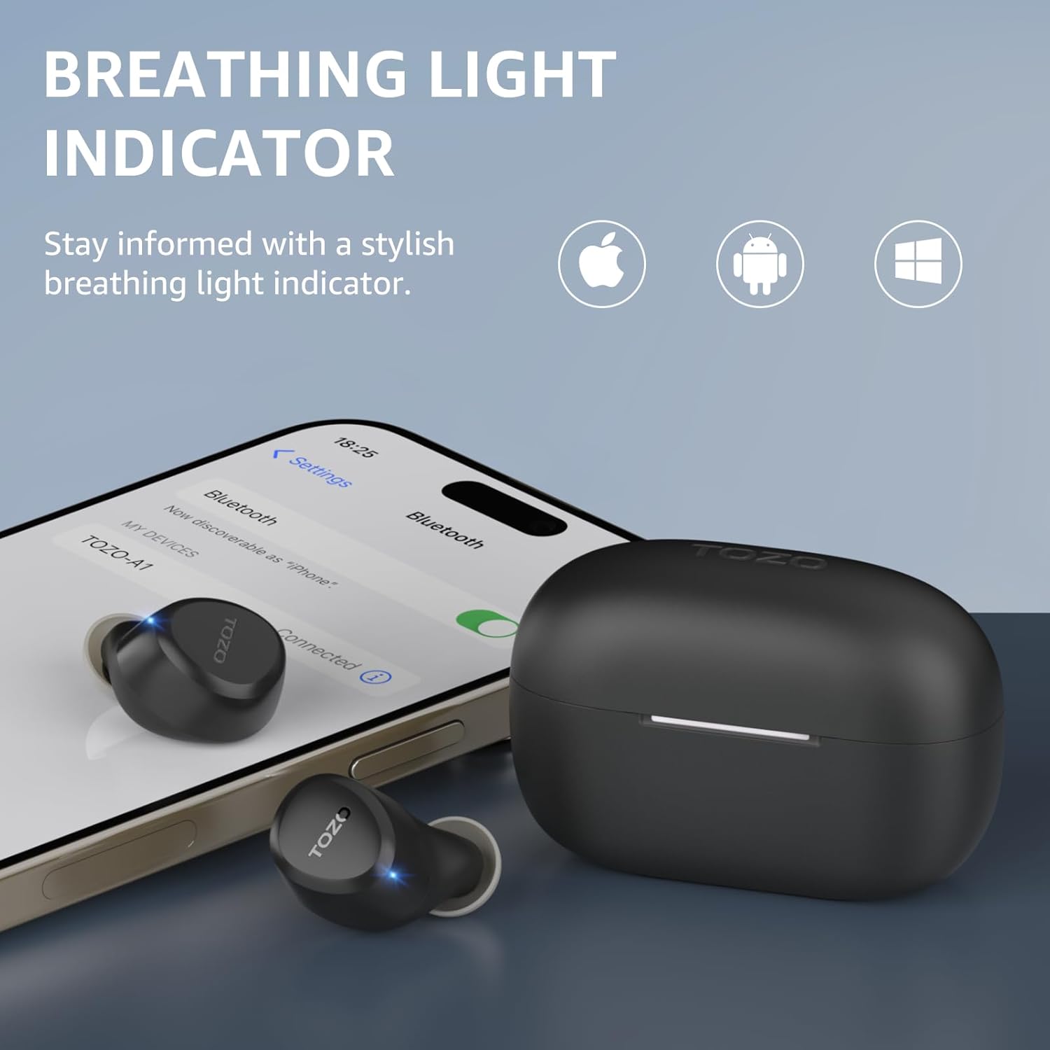 Wireless Earbuds Bluetooth 5.3 HiFi Stereo 30H Playtime IPX5 TOZO A1