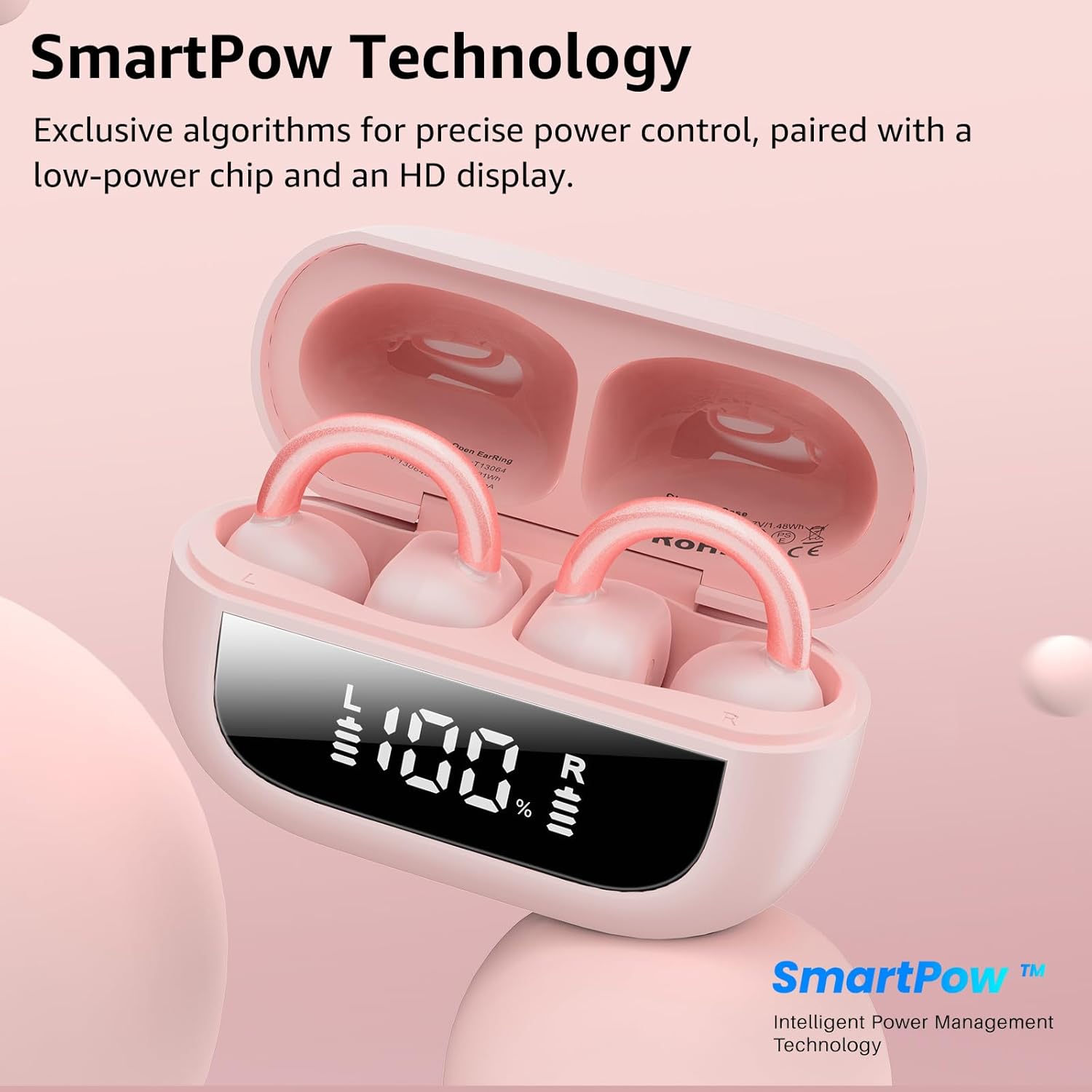 Open Ear Headphones Clip On Wireless Earbuds 40H Playtime Bluetooth TOZO