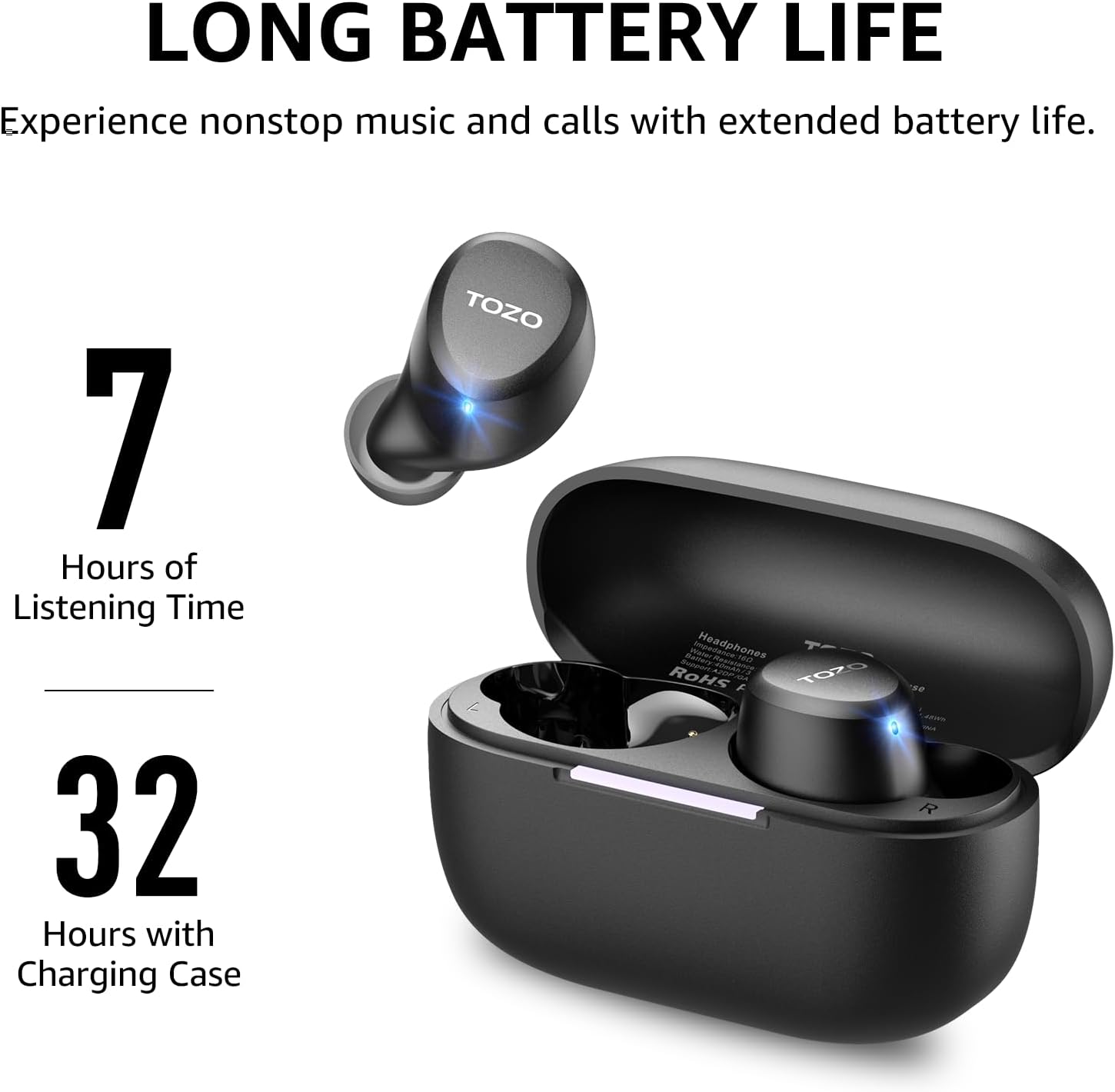 Wireless Earbuds Bluetooth 5.3 HiFi Stereo 30H Playtime IPX5 TOZO A1