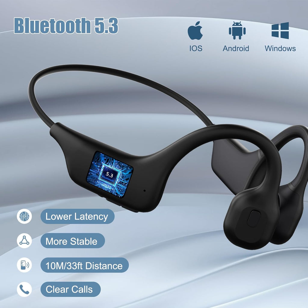 Bone Conduction Headphones Bluetooth 5.3 Open Ear Wireless Mic LOBKIN, Black