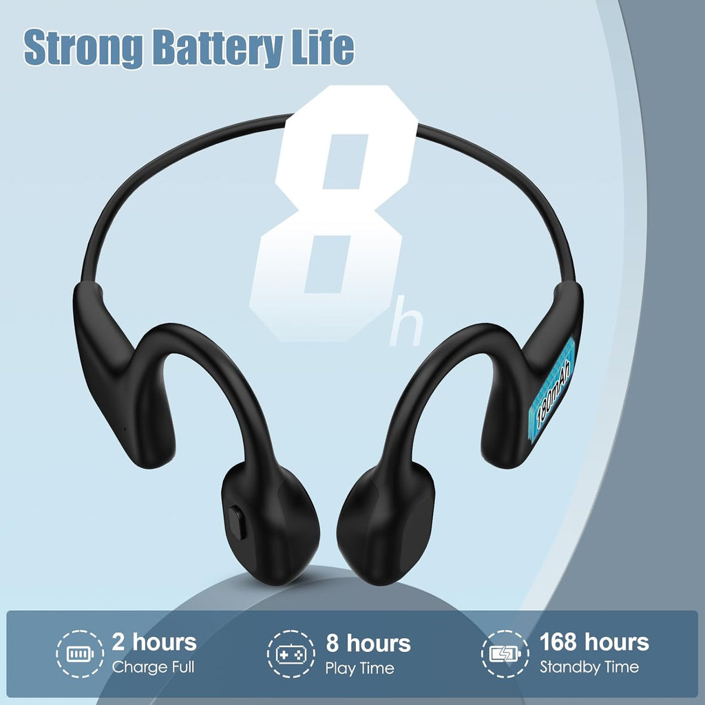 Bone Conduction Headphones Bluetooth 5.3 Open Ear Wireless Mic LOBKIN, Black